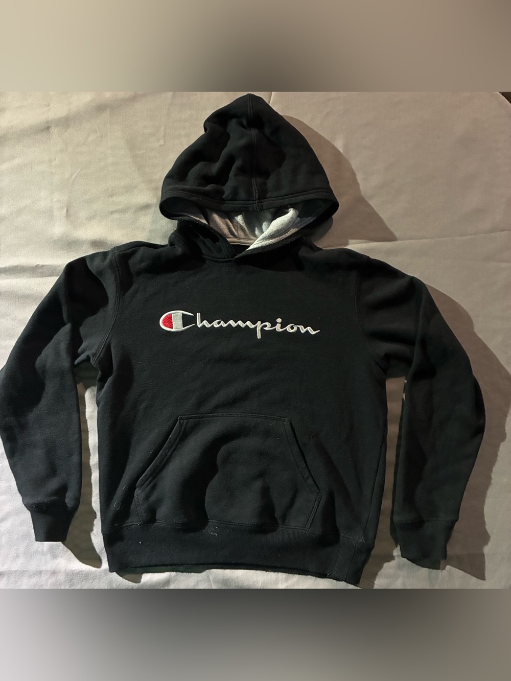 Champion Black Pullover Hoodie with Contrast Logo